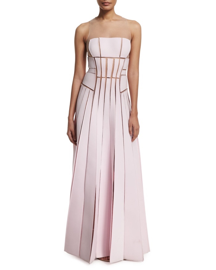 Carolina Herrera Sleeveless Illusion Gown