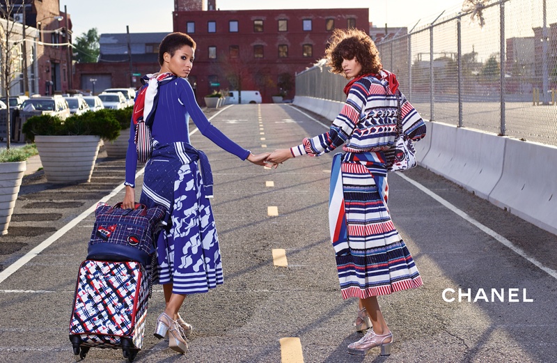 Models pose in Chanel's spring 2016 advertising campaign