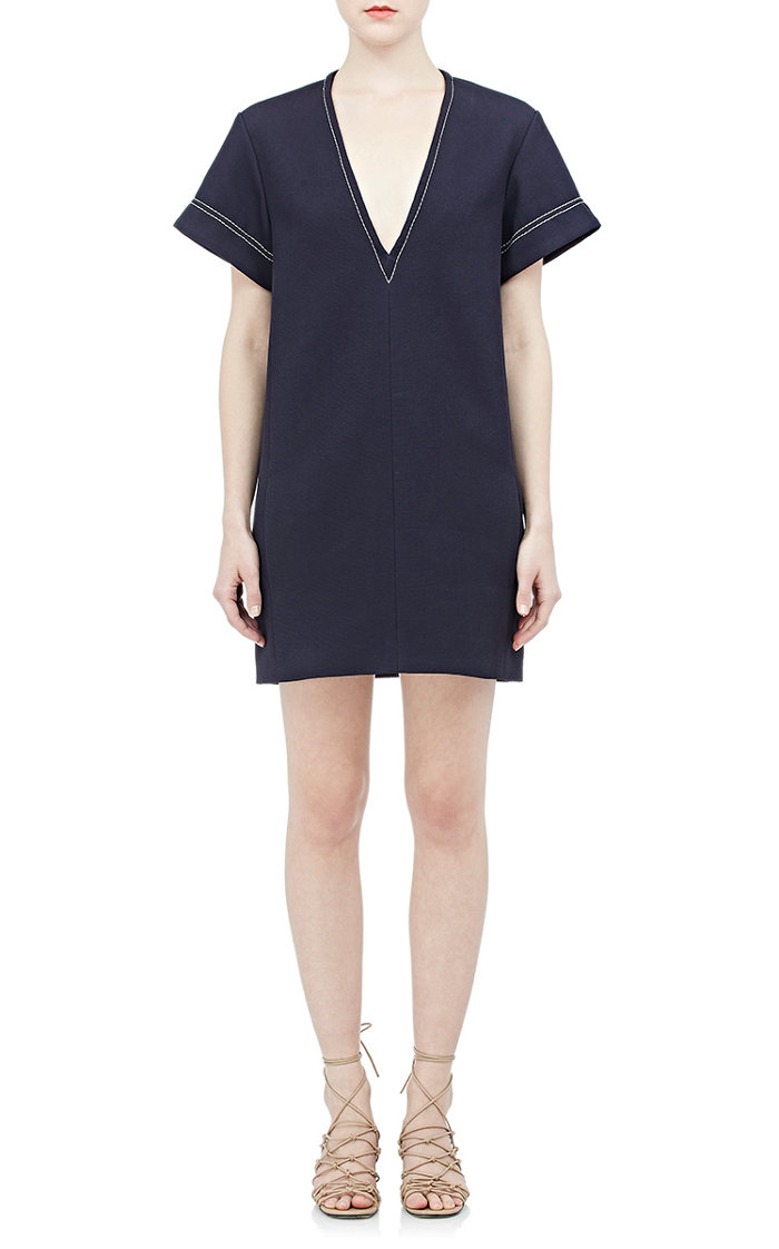 Chloe Topstitched Cady Shift Dress