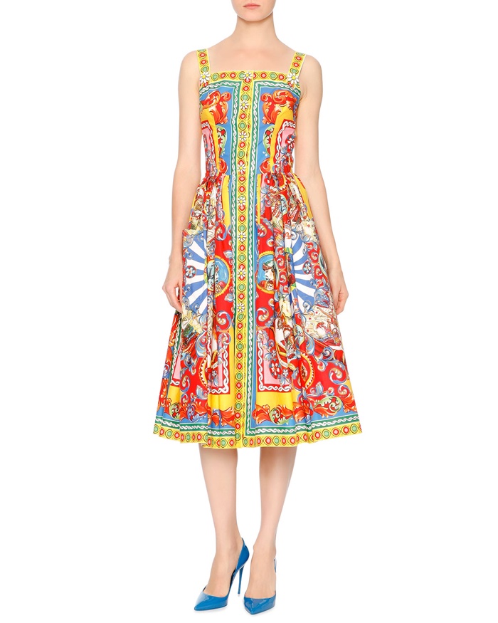 Dolce & Gabbana Sleeveless Caretto Print Dress