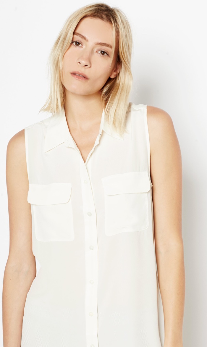 Equipment Sleeveless Slim Signature White Top