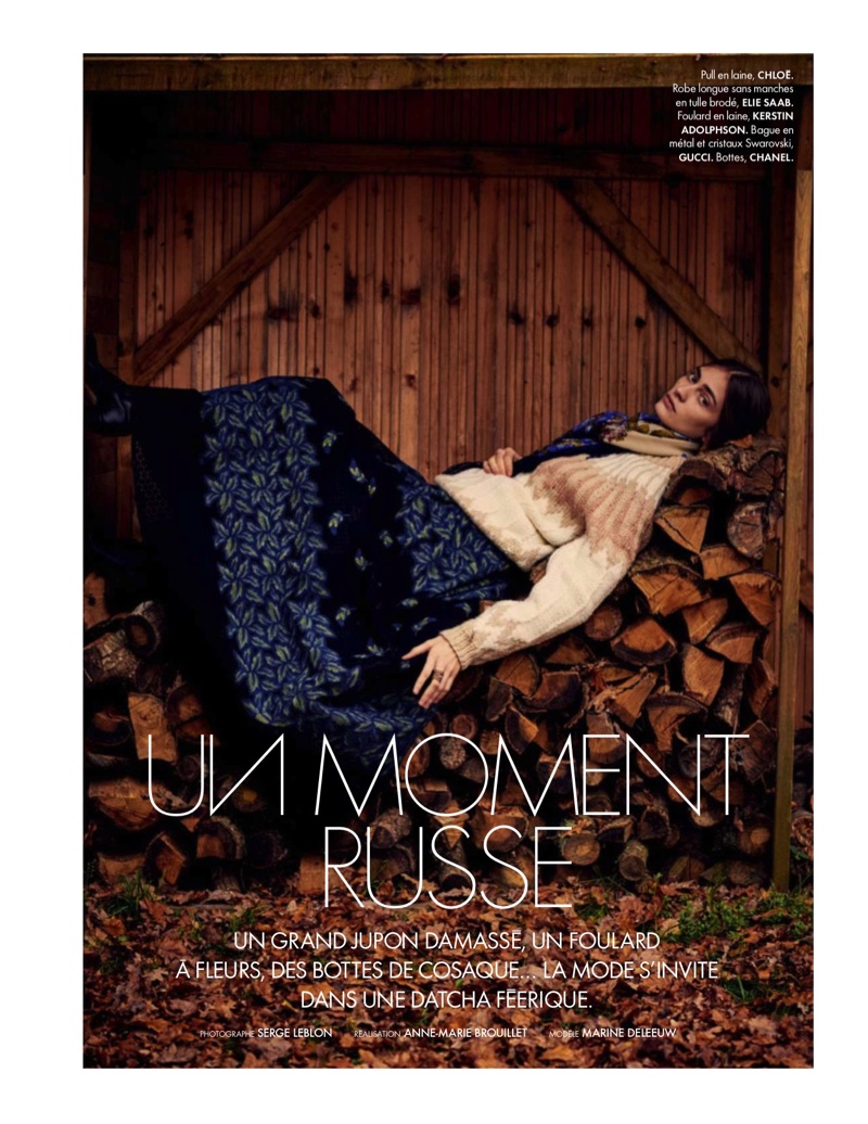 Marine Deleeuw stars in ELLE France's December issue