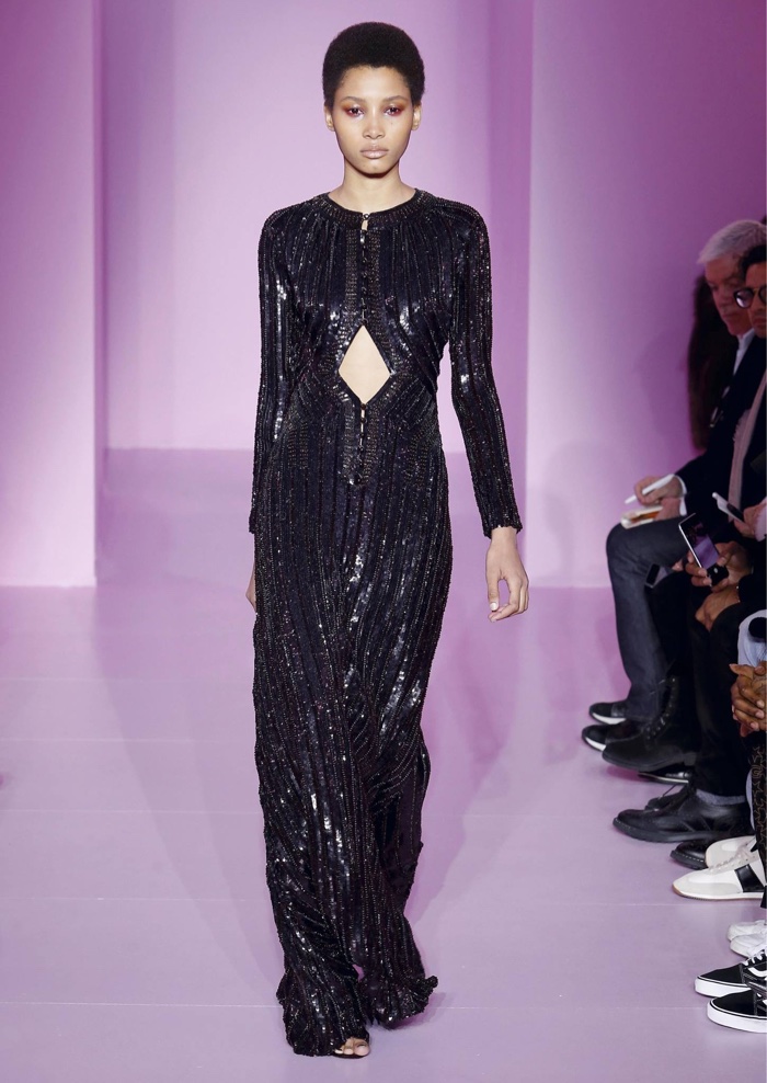 Lineisy Montero wears a sequin embellished gown from Givenchy's spring 2016 haute couture collection