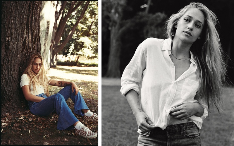Jemima Kirke models denim looks in Current/Elliott's spring campaign