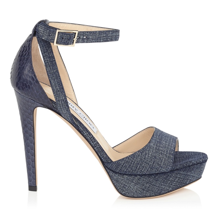 Jimmy Choo Kayden Denim  and Leather Platform Sandals