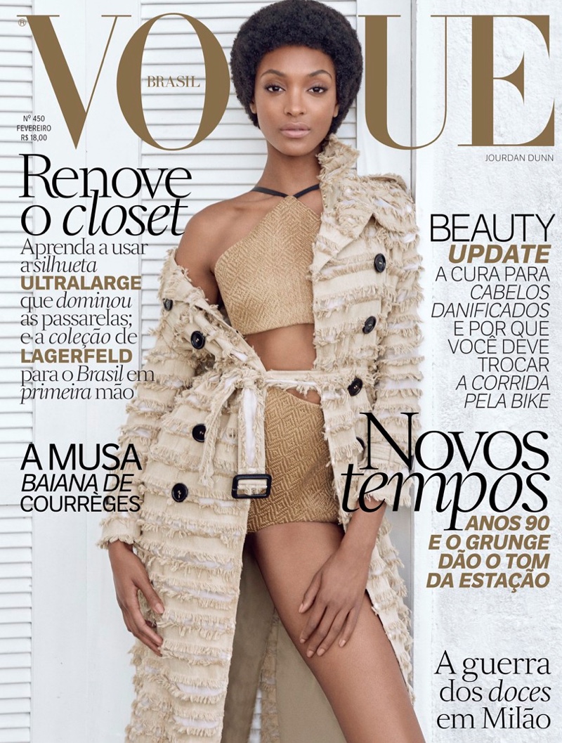 Jourdan Dunn wears an afro on Vogue Brazil's February cover