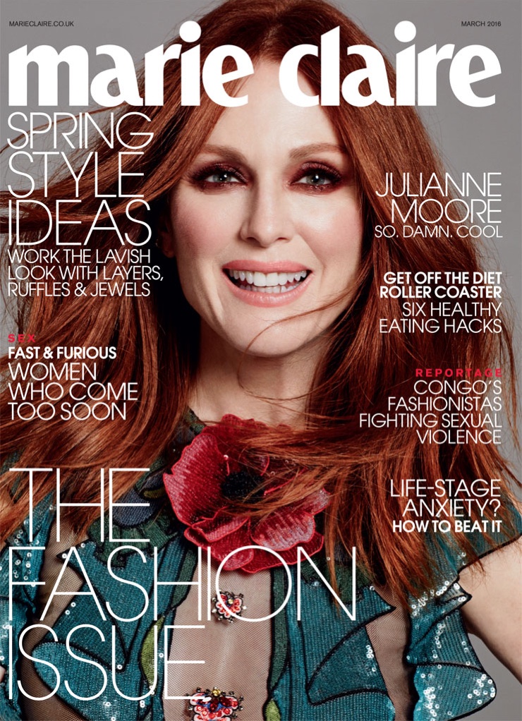 Julianne Moore on Marie Claire UK March 2016 cover