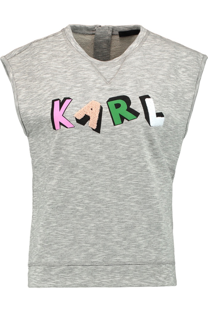 Karl Lagerfeld Malu Appliquéd Cotton Top