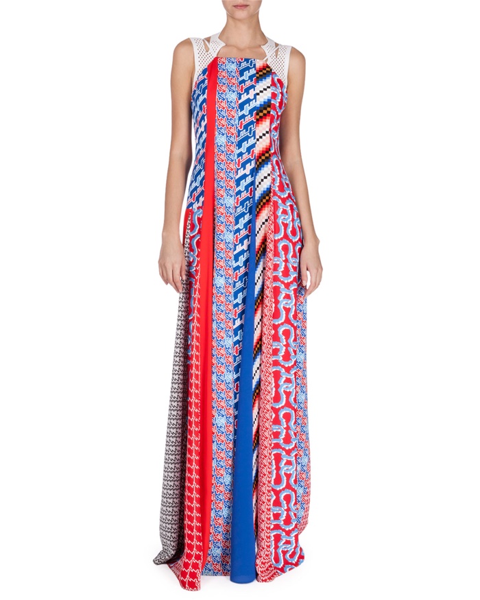 Kenzo Sleeveless Mixed Print Maxi Dress