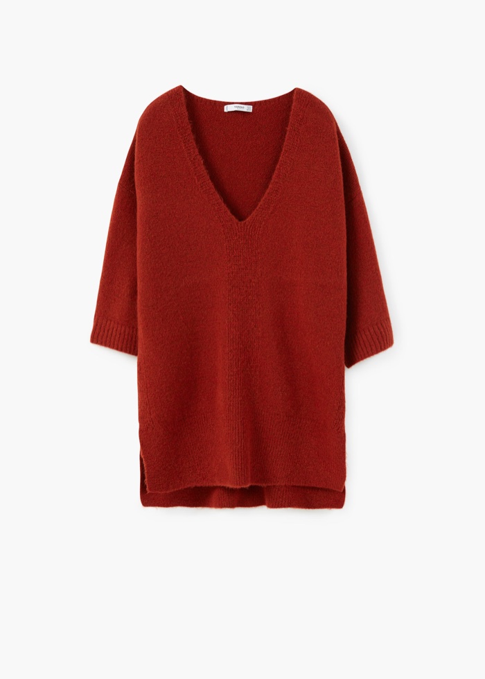 Mango Red Textured Sweater