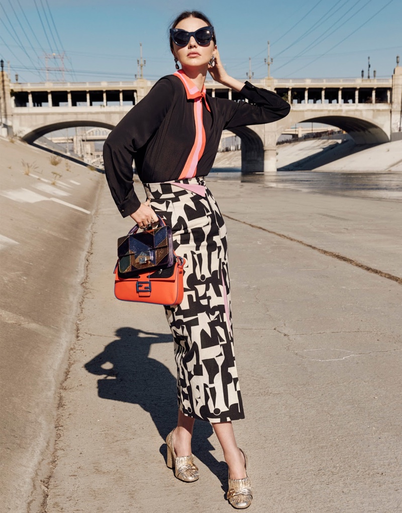 The model poses in ladylike looks from the resort 2016 collections