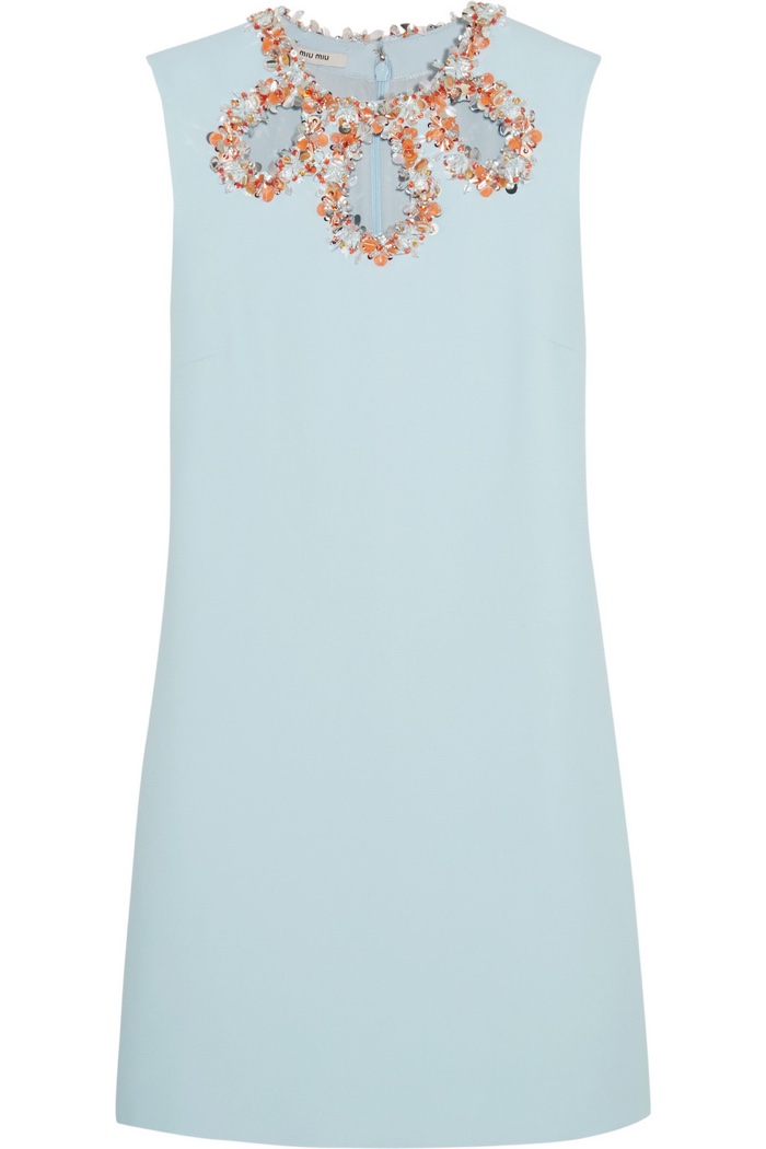 Miu Miu Embellished Cutout Crepe Dress