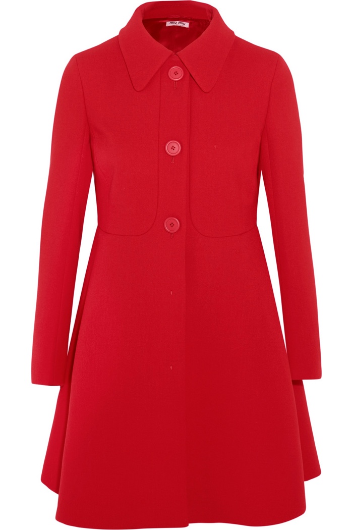 Miu Miu Red Wool Crepe Coat