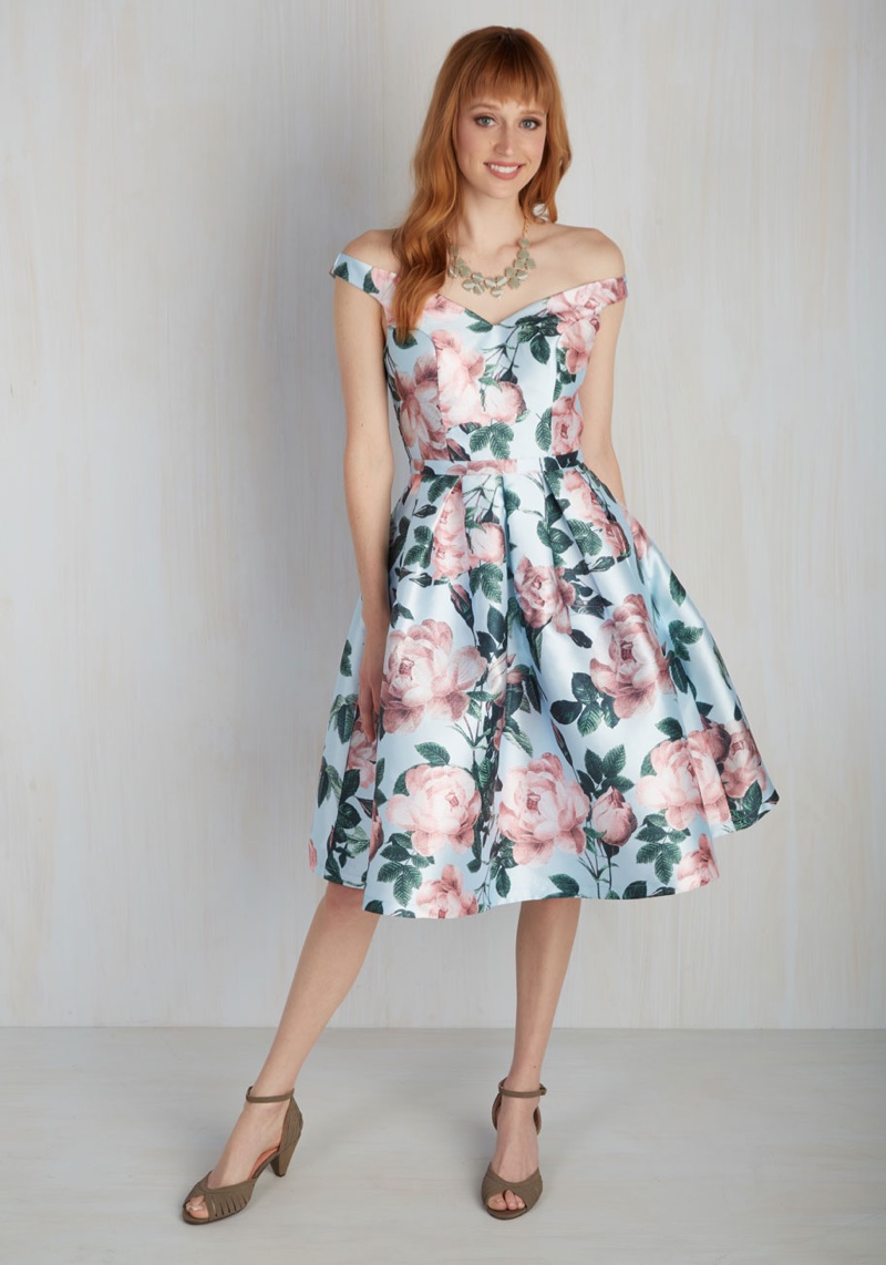 Modcloth Floral Print Fit & Flare Dress