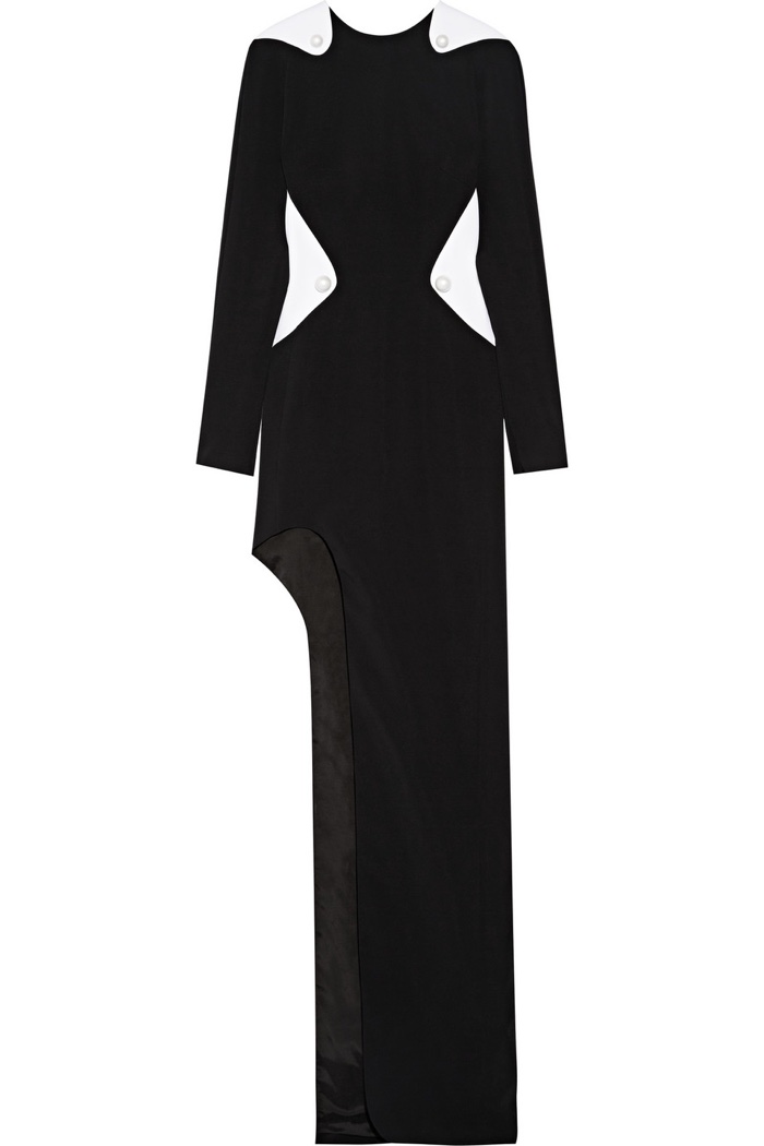 Mugler Cutout Two-Tone Cady Gown