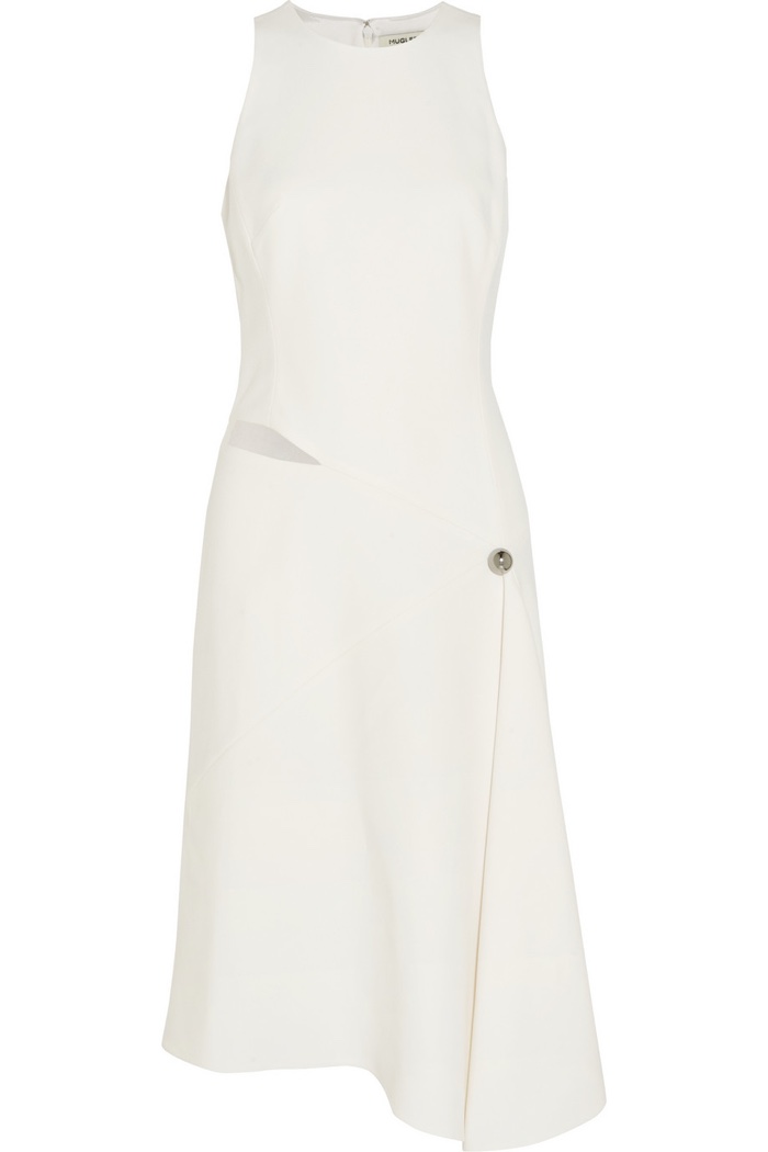 Mugler White Asymmetric Cutout Crepe Dress