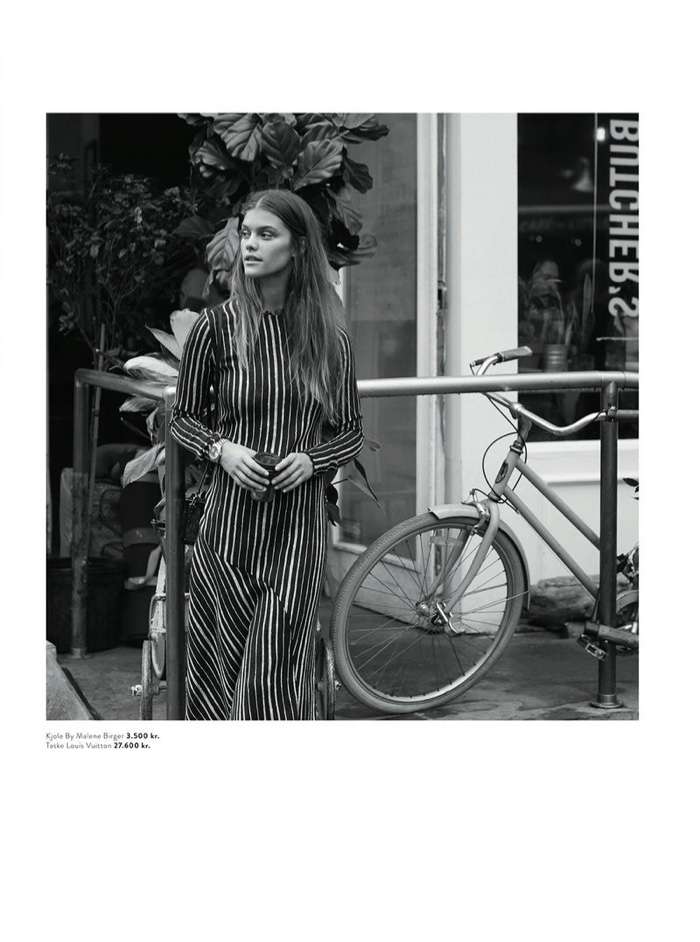 LIFE IN MONOCHROME: Nina poses in striped dress By Malene Birger