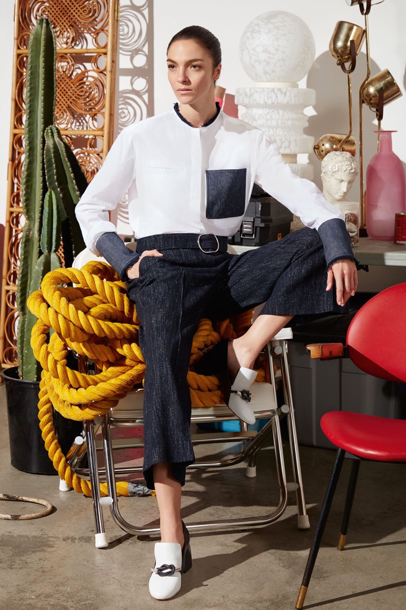 Mariacarla models Prato Shirt, Summa Trousers and Baba Shoes