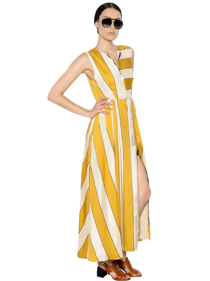 Sportmax Striped Satin Maxi Dress