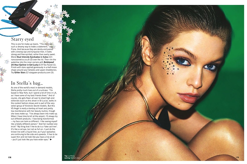 Stella Maxwell Tries On Glittery Makeup Looks for Glamour UK