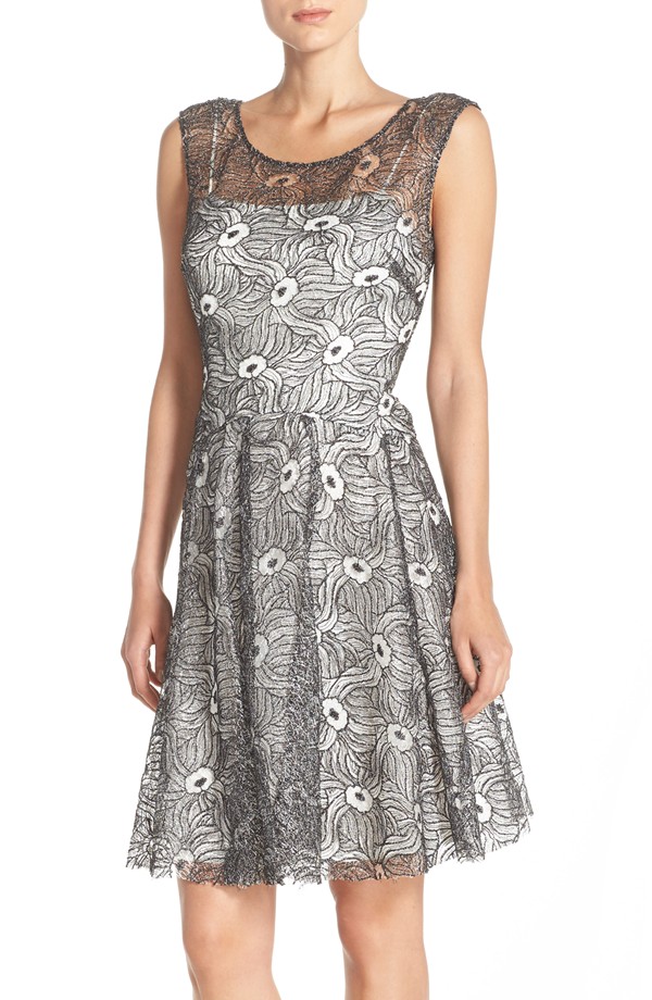 Vera Wang Embroidered Fit & Flare Dress