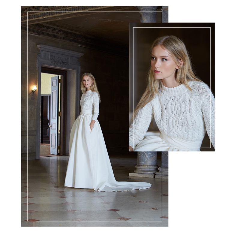 Banjo & Matilda Aran Crew Neck Sweater, Marchesa Silk Faille Ballgown Skirt