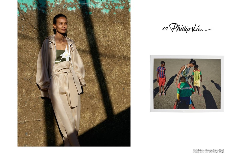 Liya Kebede poses in casual separates for 3.1 Phillip Lim's spring 2016 advertising campaign