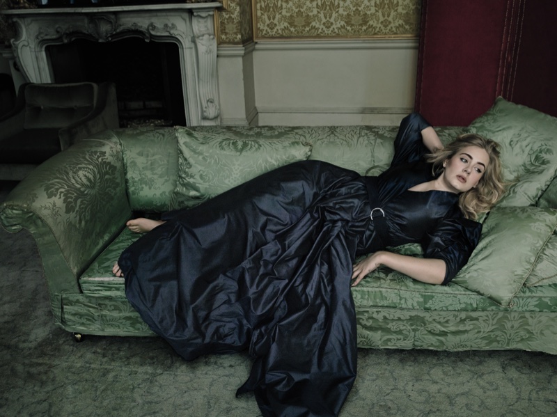 Adele poses in Alexander McQueen dress for Vogue's March issue/ Photo: Annie Leibovitz