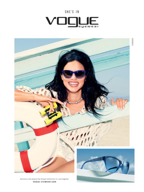 Adriana Lima is all smiles in Vogue Eyewear's spring 2016 campaign