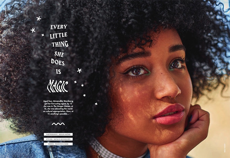 Amandla Stenberg looks thoughtful in the spring-summer issue of ASOS Magazine