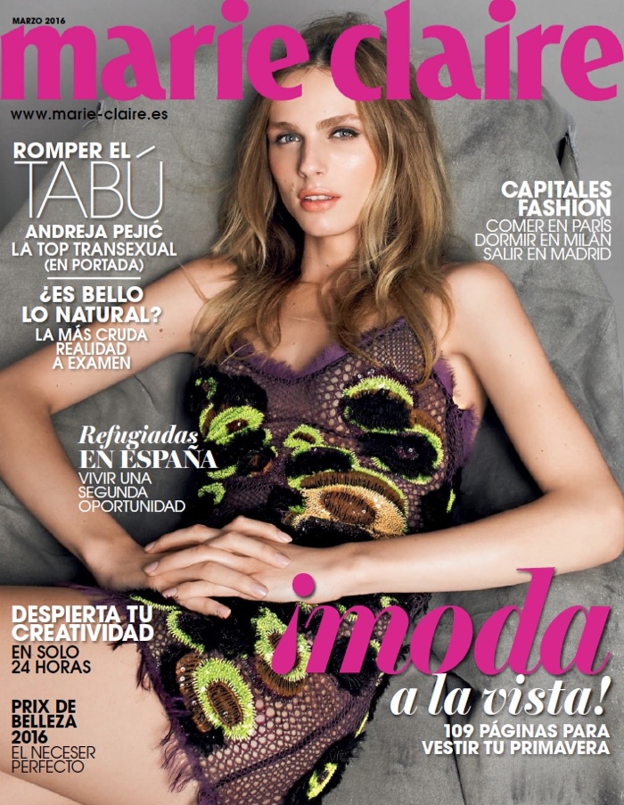 Andreja Pejic on Marie Claire Spain March 2016 cover