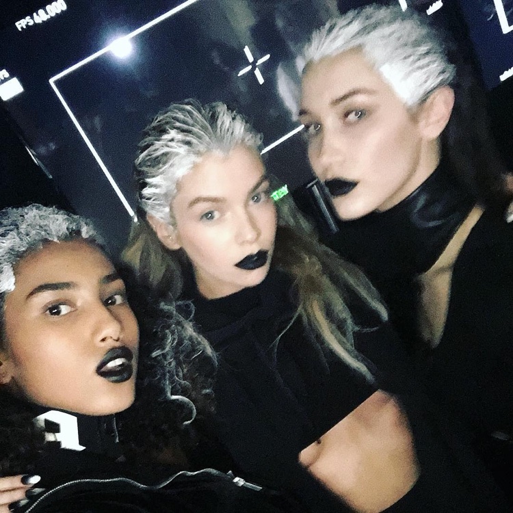 Bella Hadid poses with Imaan Hammam and Stella Maxwell at the Rihanna Fenty fall 2016 show presented during NYFW. Photo: Instagram