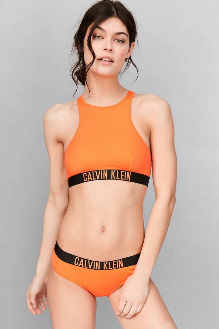 Calvin Klein Orange Halter Top Bikini and Hipster Bikini Bottom