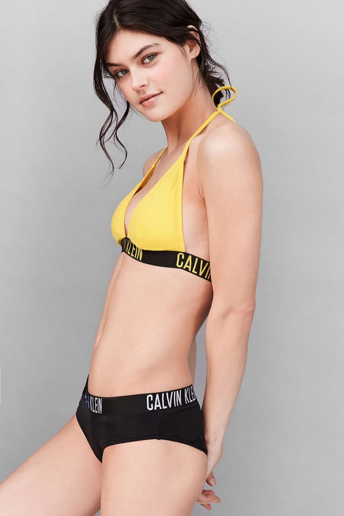 Calvin Klein Yellow Triangle Bikini Top and Hipster Bikini Bottom