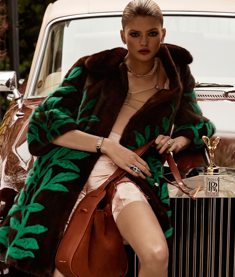 Djura wears an eye-catching print with Gucci's fur jacket