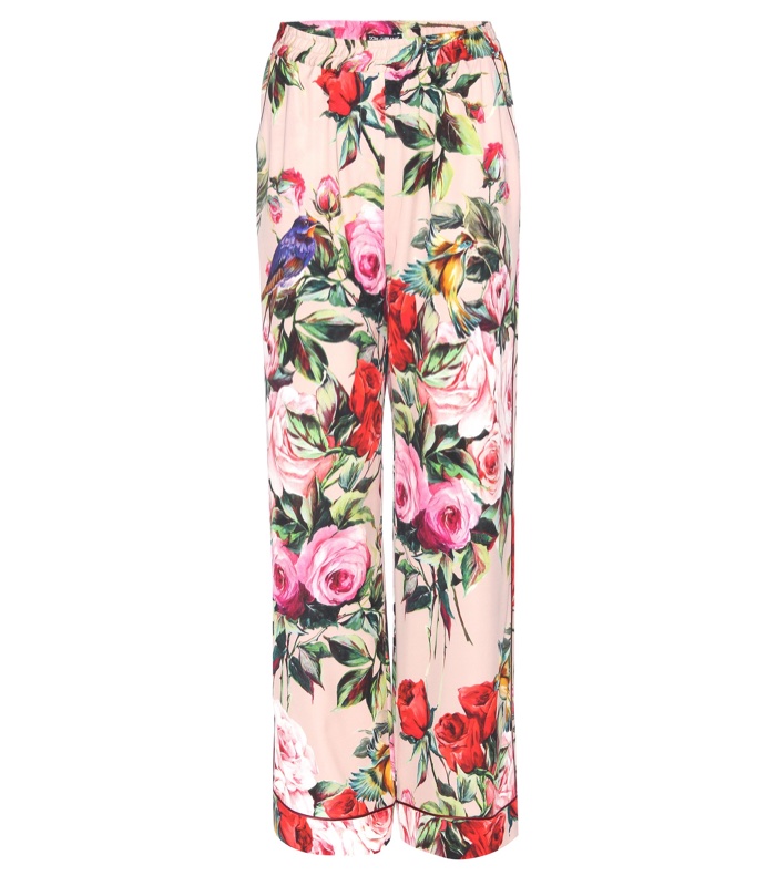 Dolce & Gabbana Floral Print Silk Trousers