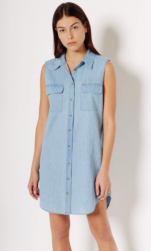 Equipment Sleeveless Slim Signature Cotton Dress