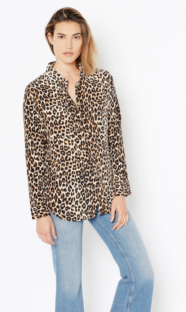 Equipment Slim Signature Silk Shirt in Leopard Print