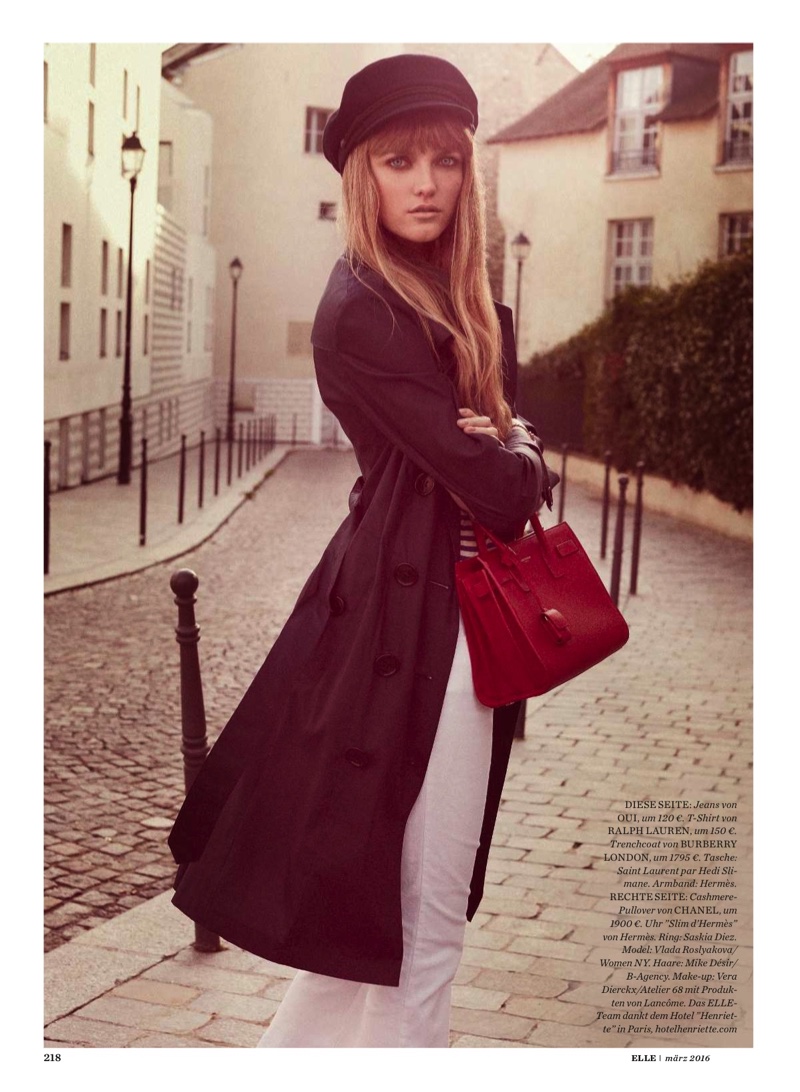 Vlada poses in a Burberry London trench coat