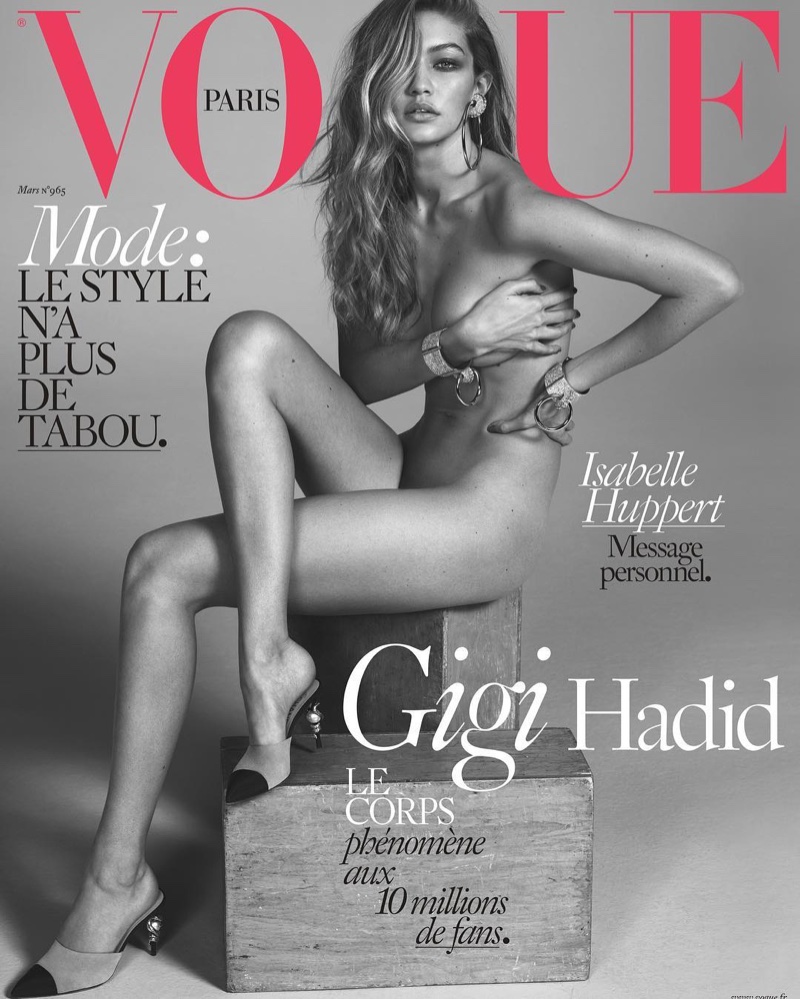 Gigi Hadid goes nude on Vogue Paris March 2016 cover