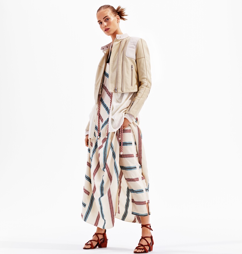 Model wears cropped jacket and maxi dress from H&M Studio's spring 2016 collection