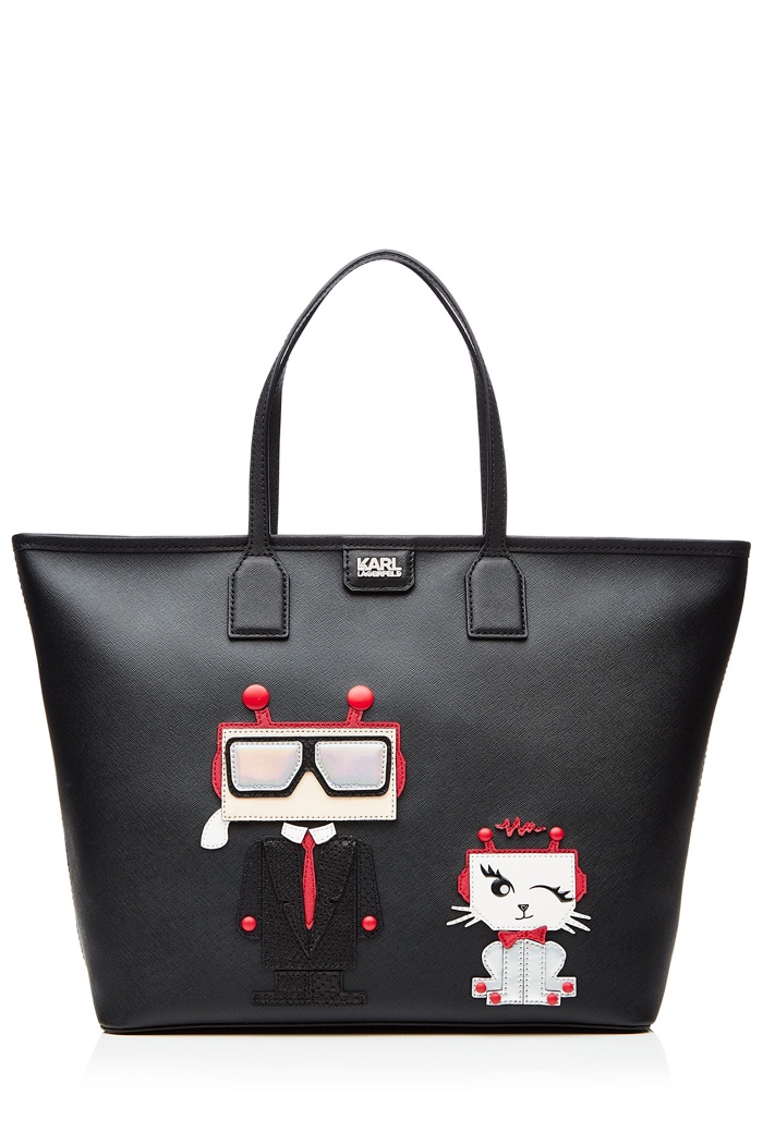 Karl & Choupette Lagerfeld Robot Leather Tote