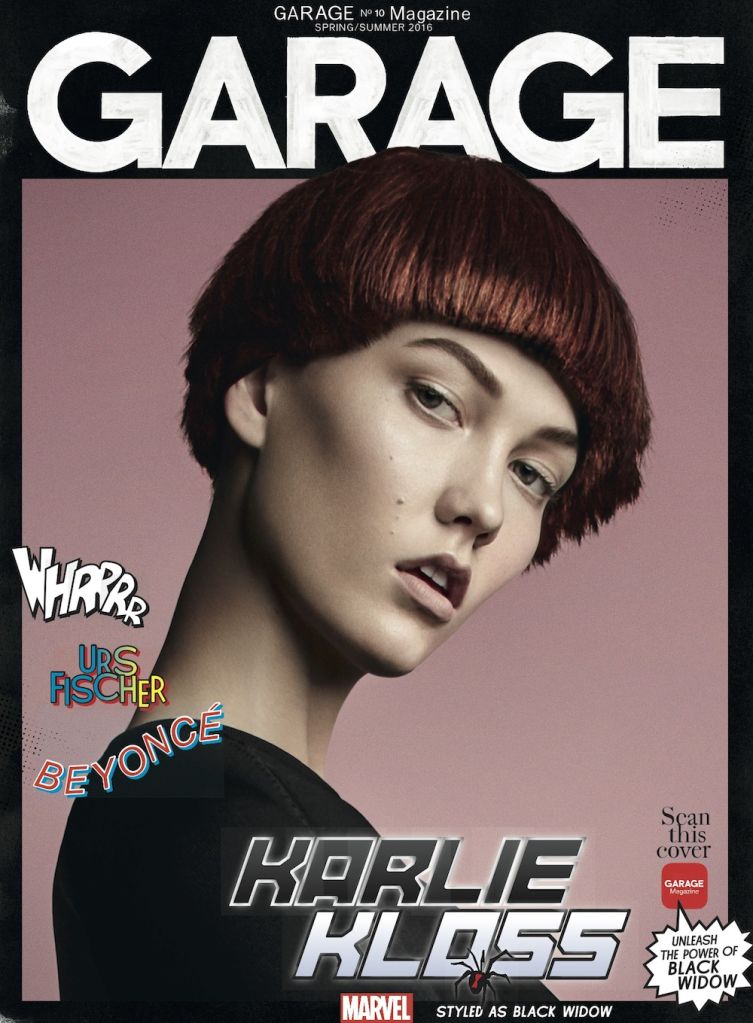 Karlie Kloss as Black Widow on Garage Magazine Spring-Summer 2016 cover
