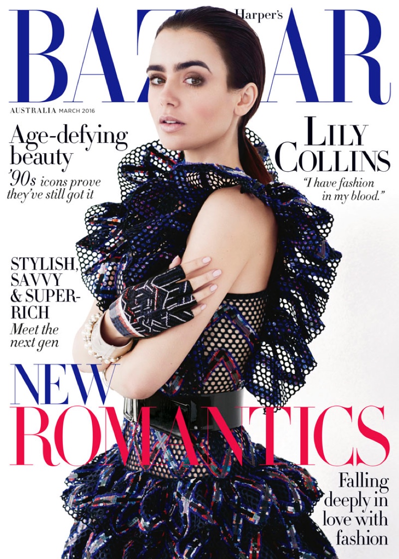 Lily Collins on Harper's Bazaar Australia March 2016 cover