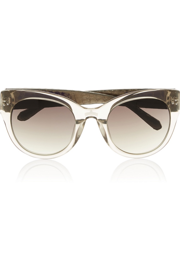 Linda Farrow Cat Eye Acetate and Watersnake Sunglasses