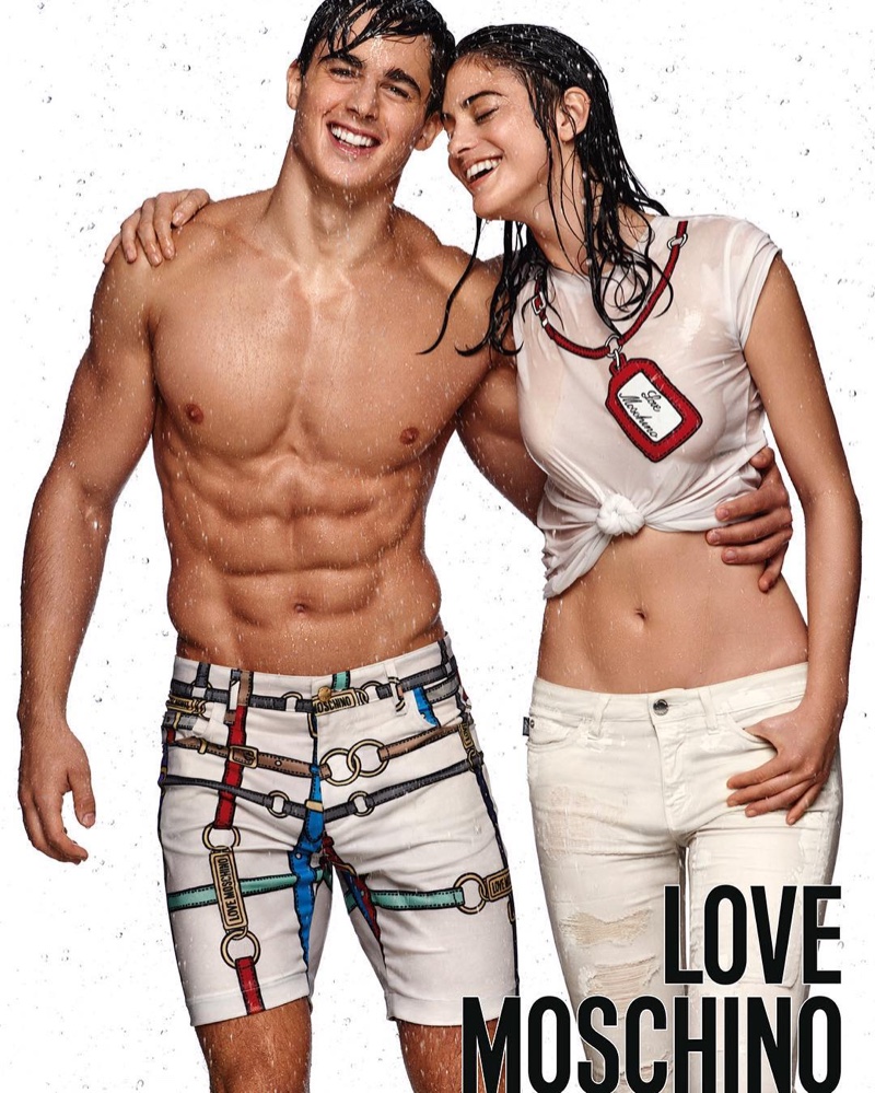 Pietro Boselli and Alejandra Alonso star in Love Moschino's spring-summer 2016 campaign