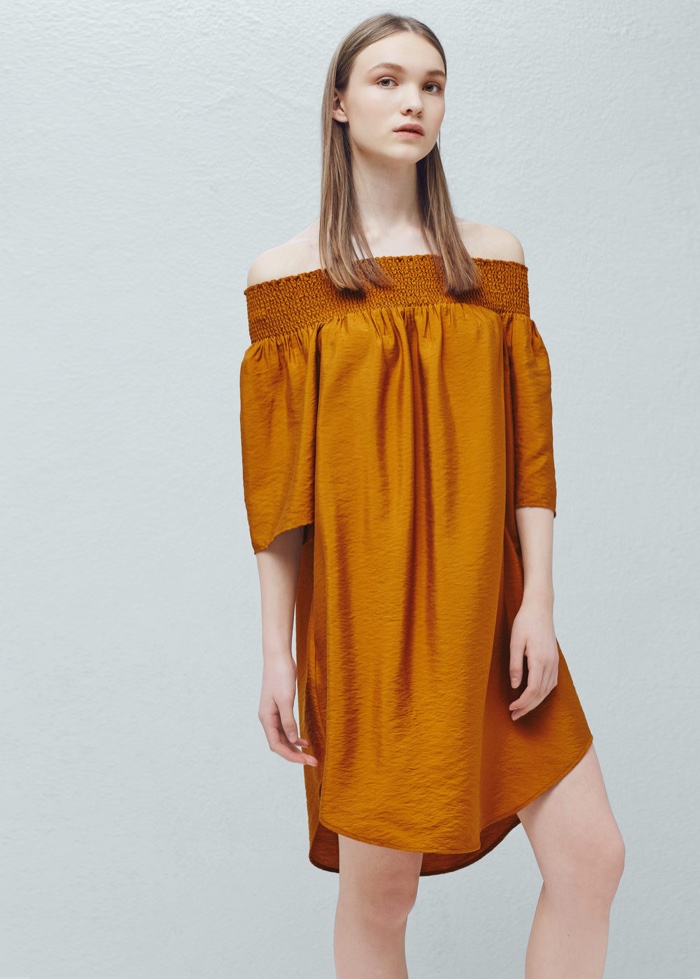 Mango Flowy Off-the-Shoulder Dress