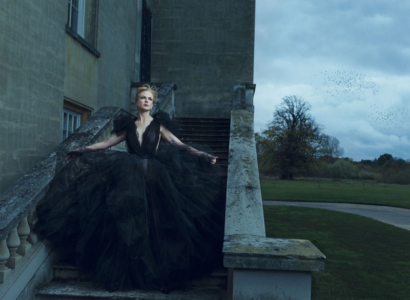 Nicole Kidman wears a Marchesa gown in this dramatic shot