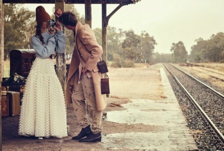 Ondria Hardin Brings Glamour to the Train Tracks in Vogue Australia