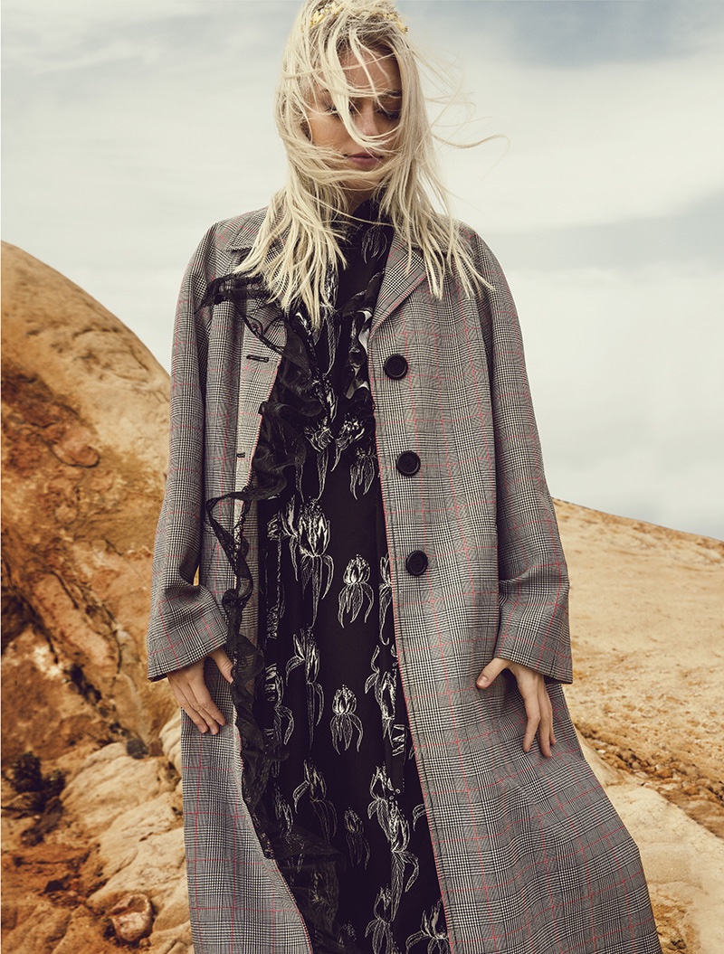 Pyper models jacket and dress by Miu Miu